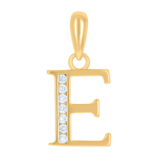 925 Sterling Silver Cz Pendant Initial Letter "E"