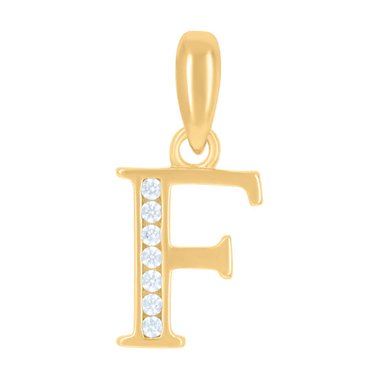 925 Sterling Silver Cz Pendant Initial Letter "F"