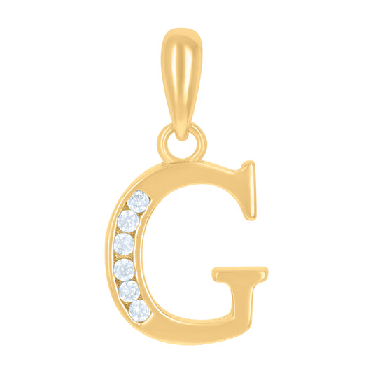 925 Sterling Silver Cz Pendant Initial Letter "G"