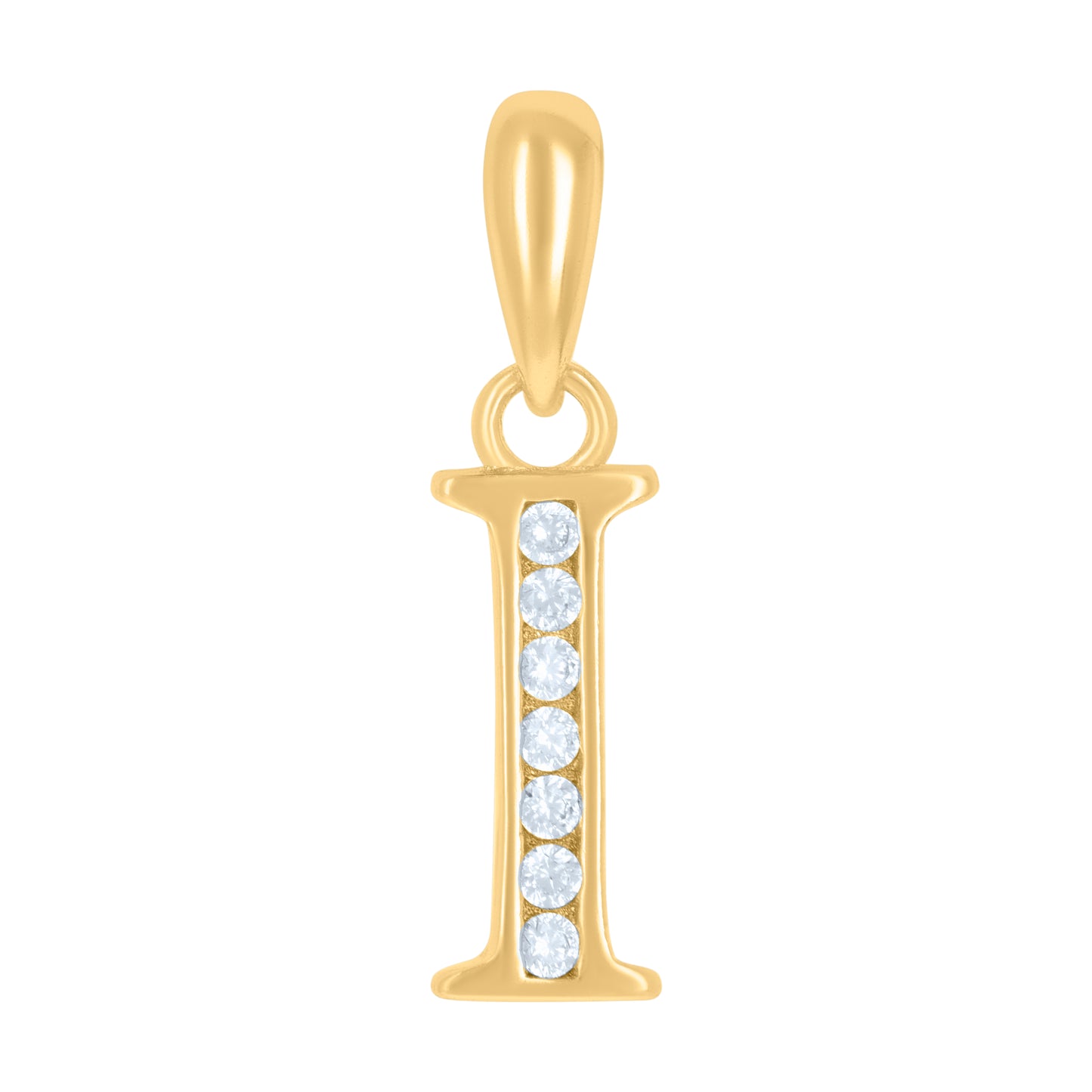 925 Sterling Silver Cz Pendant Initial Letter "I"