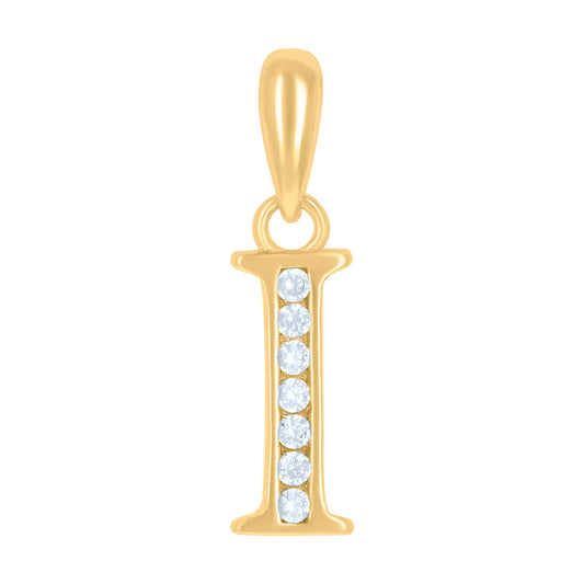 925 Sterling Silver Cz Pendant Initial Letter "I"