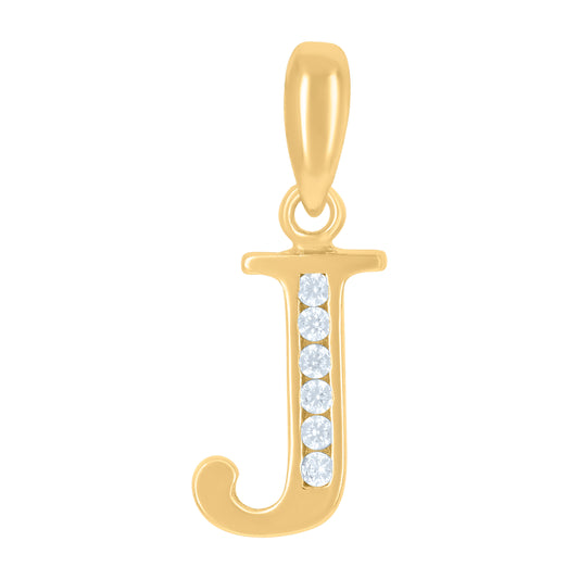 925 Sterling Silver Cz Pendant Initial Letter "J"