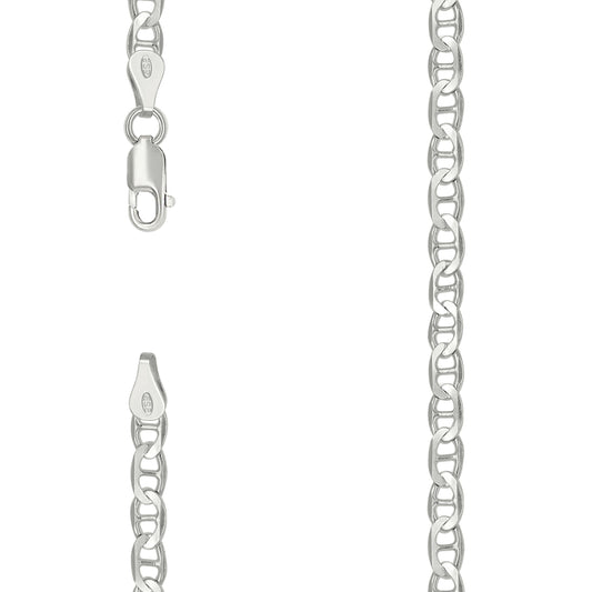 925 Sterling Silver Solid Classic Mariner Chain 4mm