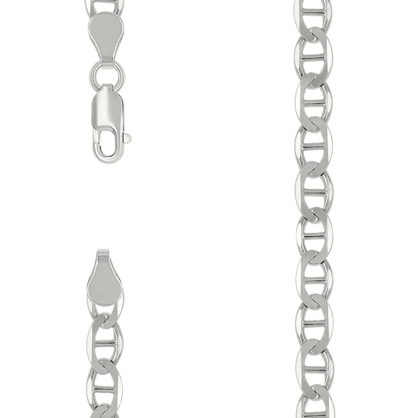 925 Sterling Silver Solid Classic Mariner Chain 5mm