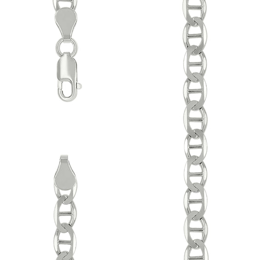 925 Sterling Silver Solid Classic Mariner Chain 5mm