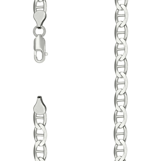 925 Sterling Silver Solid Classic Mariner Chain 6mm