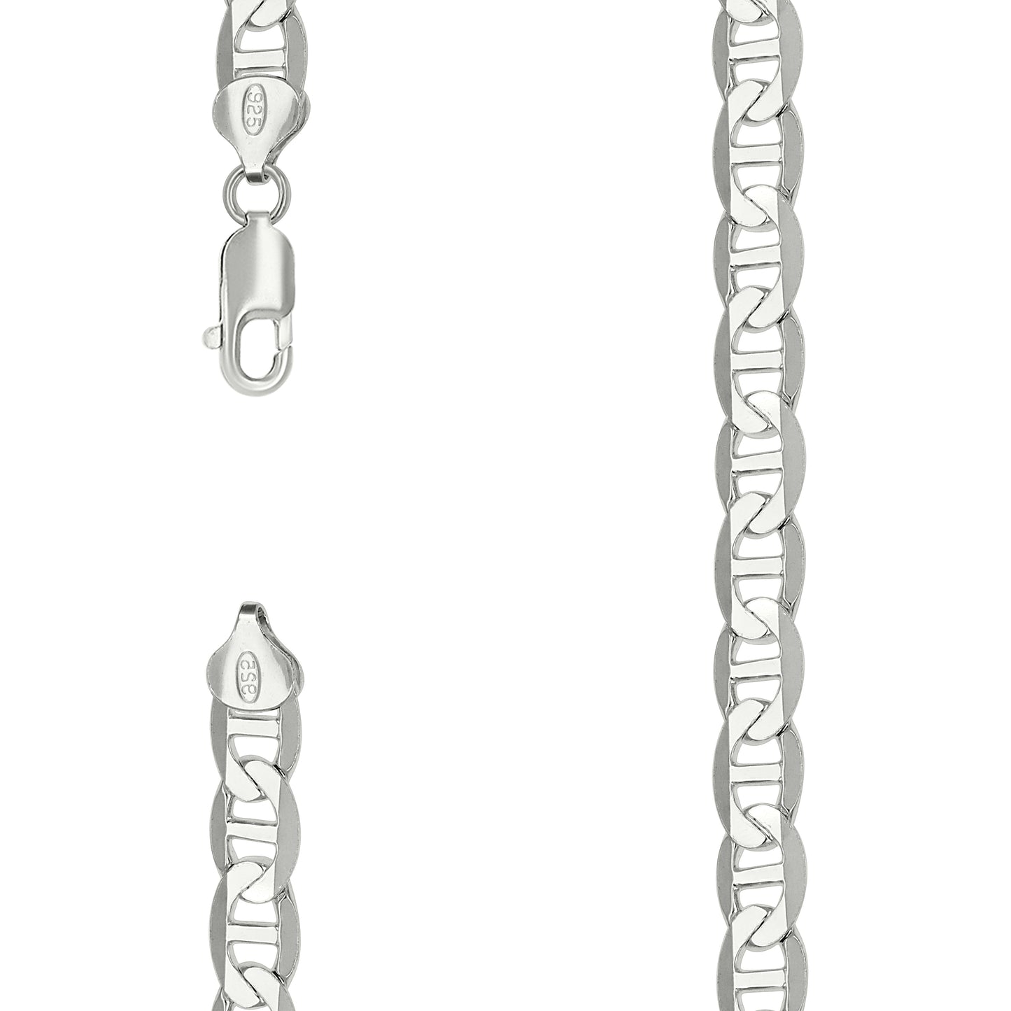 925 Sterling Silver Solid Classic Mariner Chain 8mm