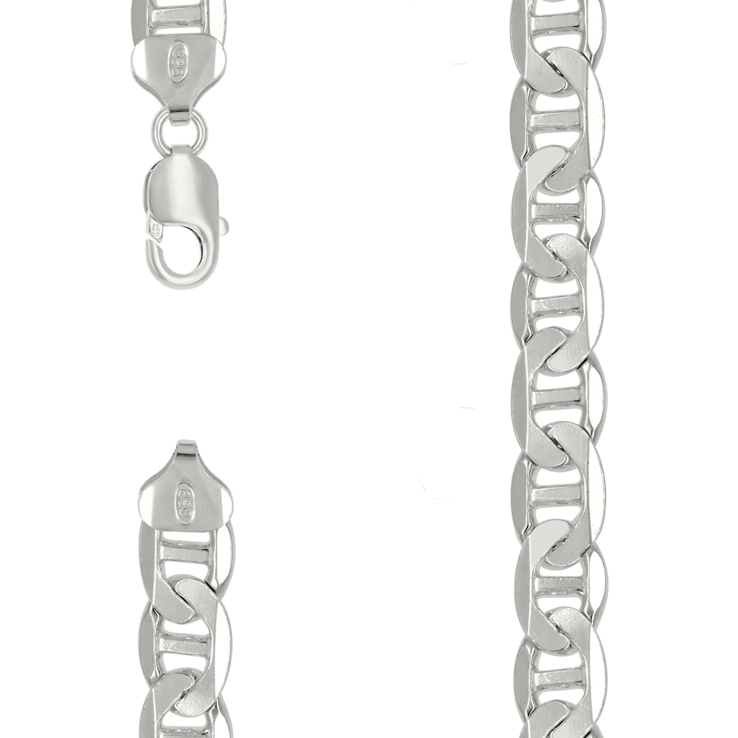 925 Sterling Silver Solid Classic Mariner Chain 9.5mm