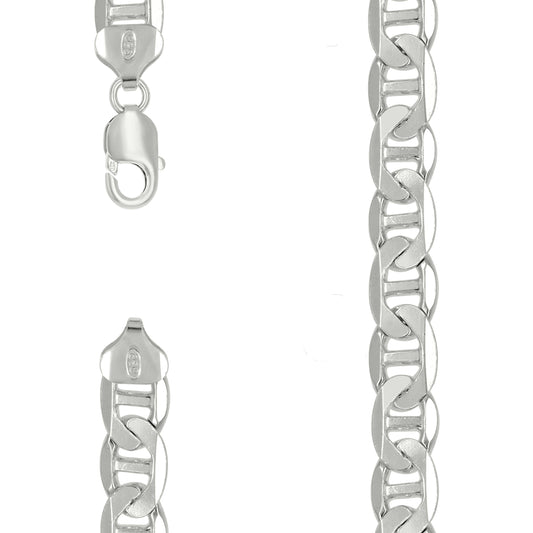 925 Sterling Silver Solid Classic Mariner Chain 9.5mm