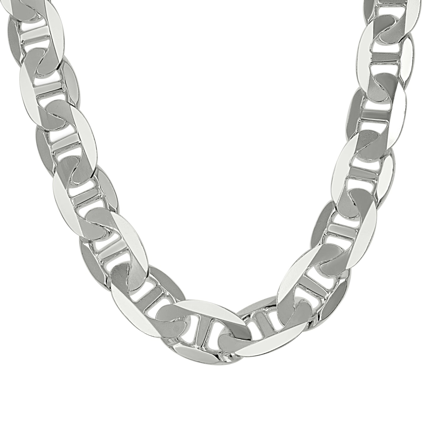 925 Sterling Silver Solid Classic Mariner Chain 11mm