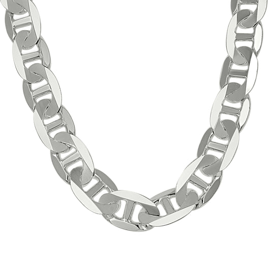 925 Sterling Silver Solid Classic Mariner Chain 11mm