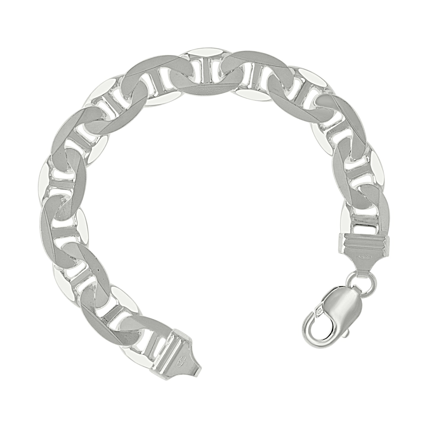 925 Sterling Silver Solid Classic Mariner Chain 11mm
