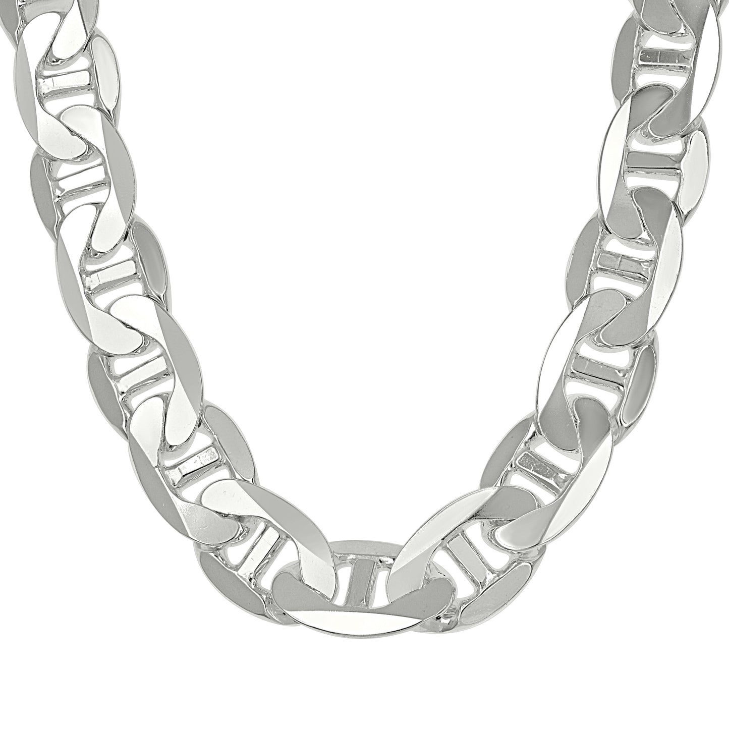 925 Sterling Silver Solid Classic Mariner Chain 13mm