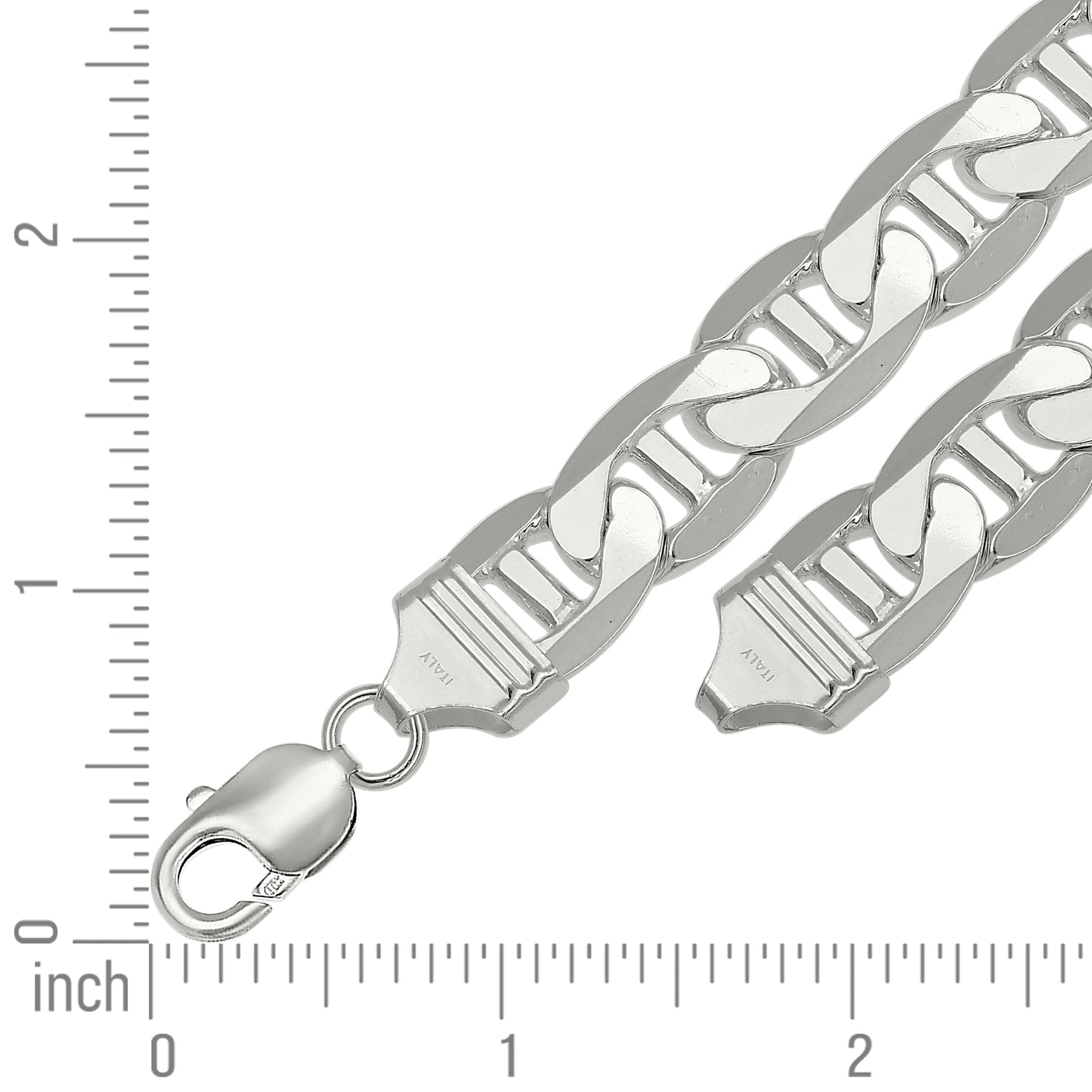 925 Silver Solid Classic Mariner Chain 13mm-28