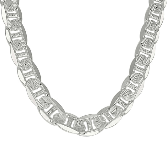925 Sterling Silver Solid Pave Classic Mariner Chain 13mm