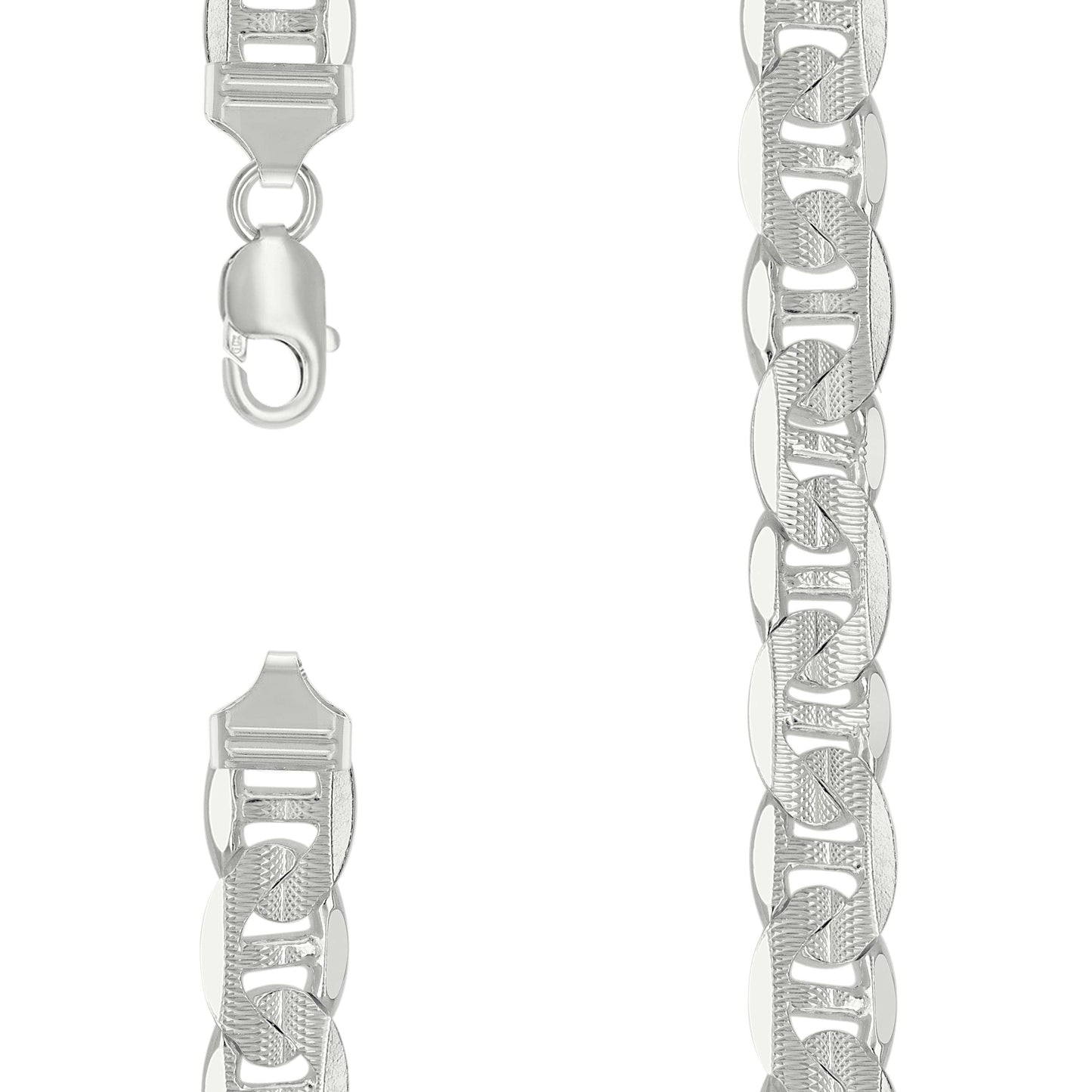 925 Sterling Silver Solid Pave Classic Mariner Chain 13mm
