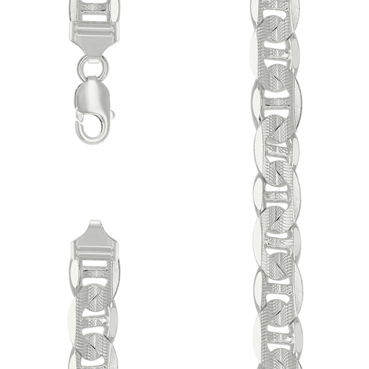 925 Sterling Silver Solid Pave Classic Mariner Chain 13mm