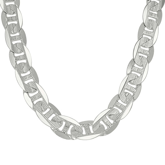925 Sterling Silver Solid Pave Classic Mariner Chain 11mm