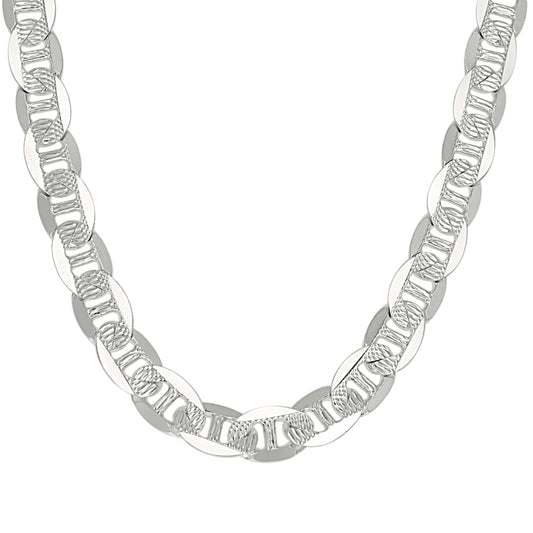 925 Sterling Silver Solid Pave Classic Mariner Chain 9.5mm