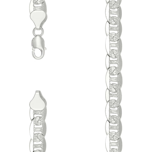 925 Sterling Silver Solid Pave Classic Mariner Chain 9.5mm