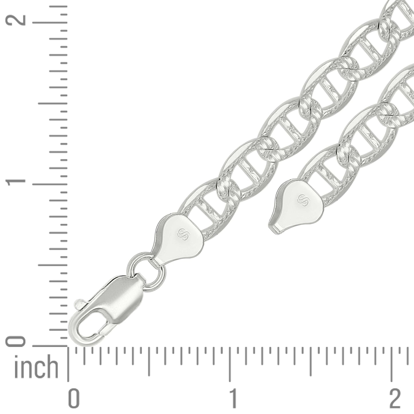 925 Silver Solid Classic Mariner Chain 8mm-9