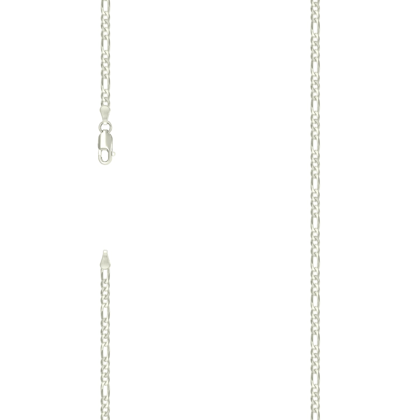 925 Silver Pave Super Flat Figaro Chain 2.6mm