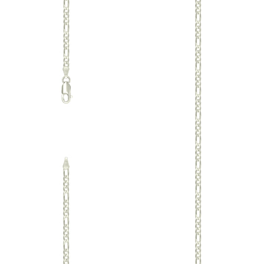 925 Silver Pave Super Flat Figaro Chain 2.6mm