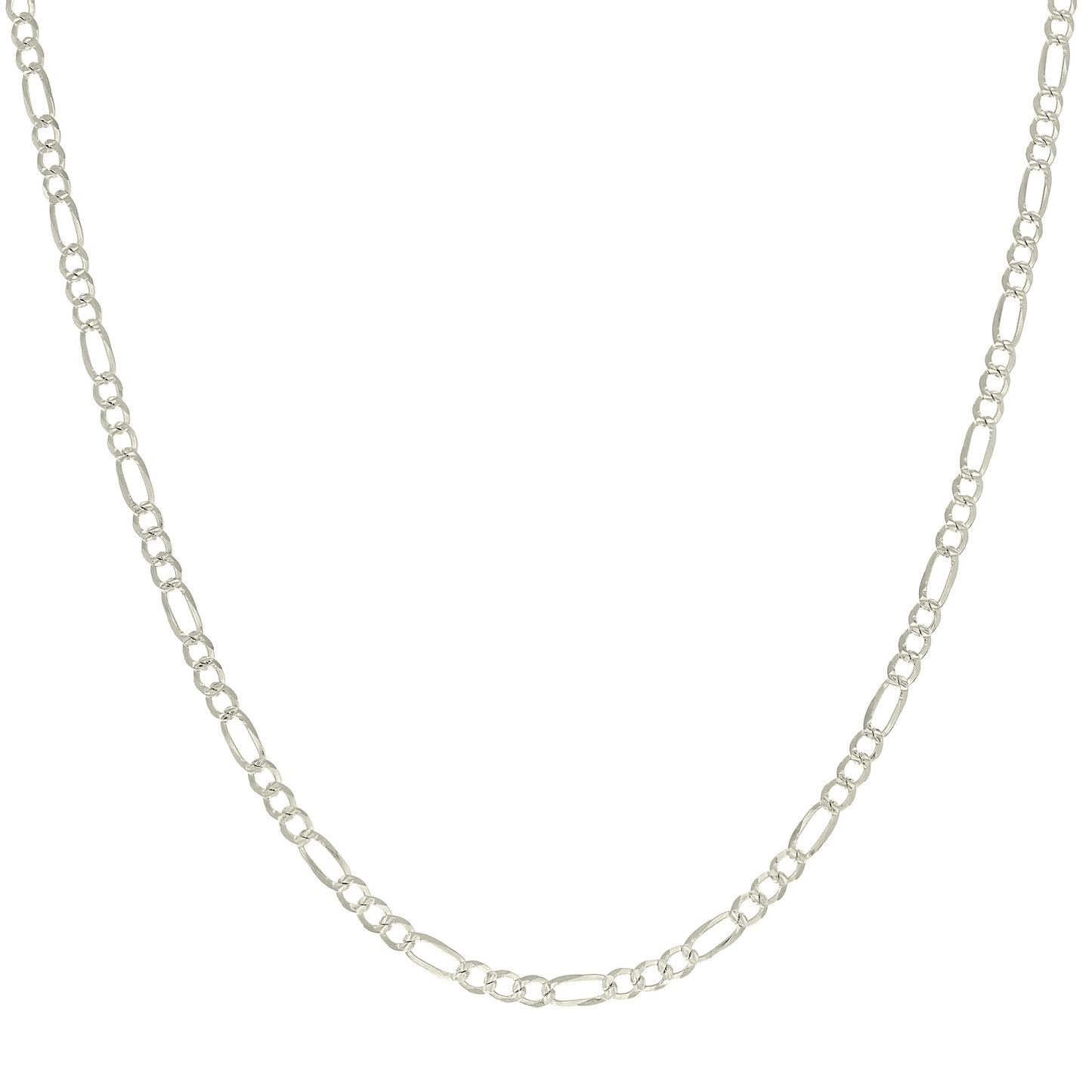 925 Silver Pave Super Flat Figaro Chain 3.6mm