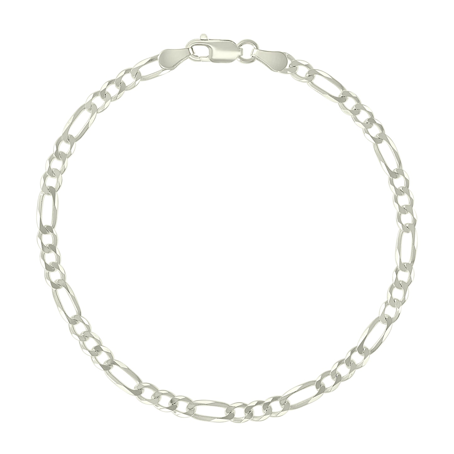 925 Silver Pave Super Flat Figaro Chain 3.6mm