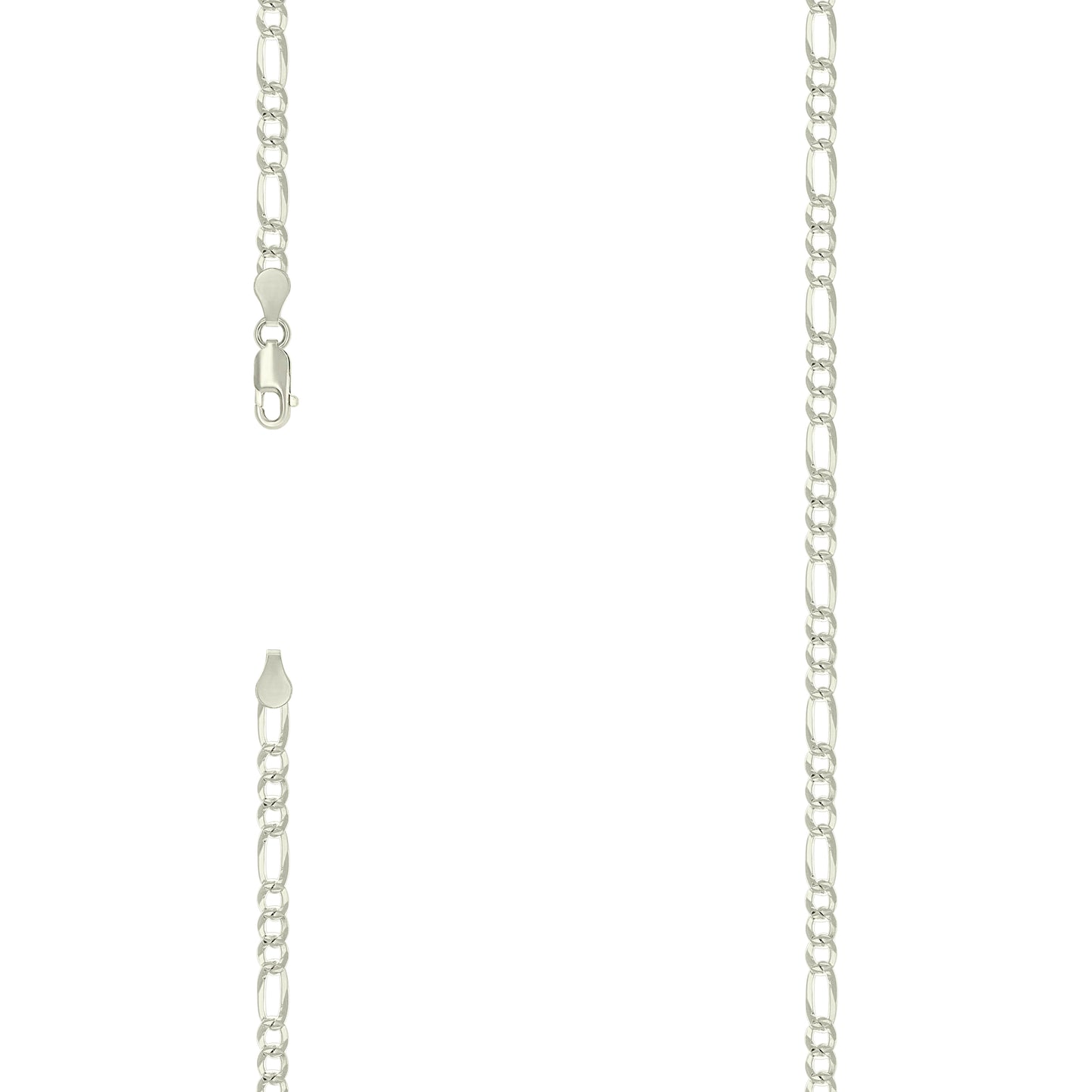 925 Silver Pave Super Flat Figaro Chain 3.6mm