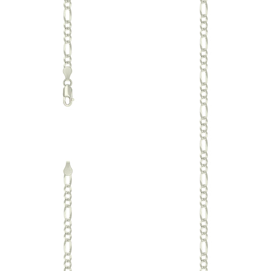 925 Silver Pave Super Flat Figaro Chain 3.6mm