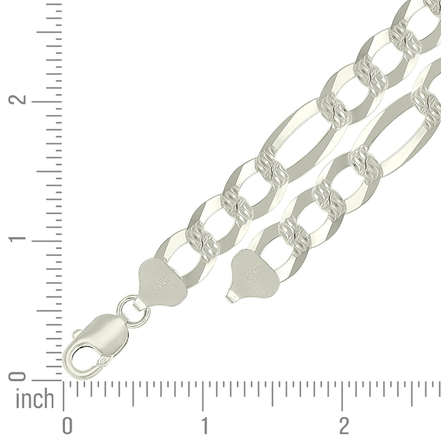 925 Silver Pave Super Flat Figaro Chain 11.5mm