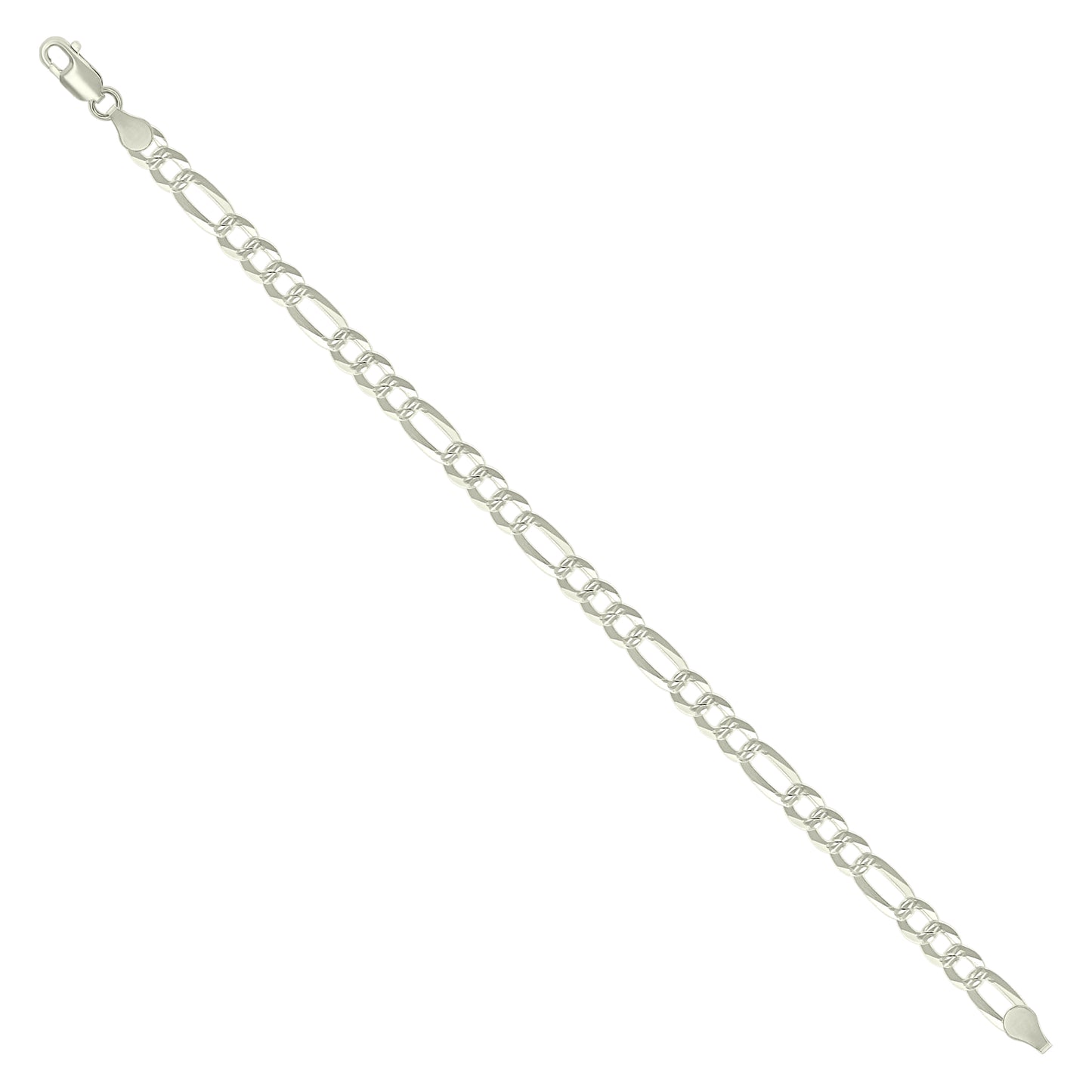 925 Silver Pave Super Flat Figaro Chain 5.7mm