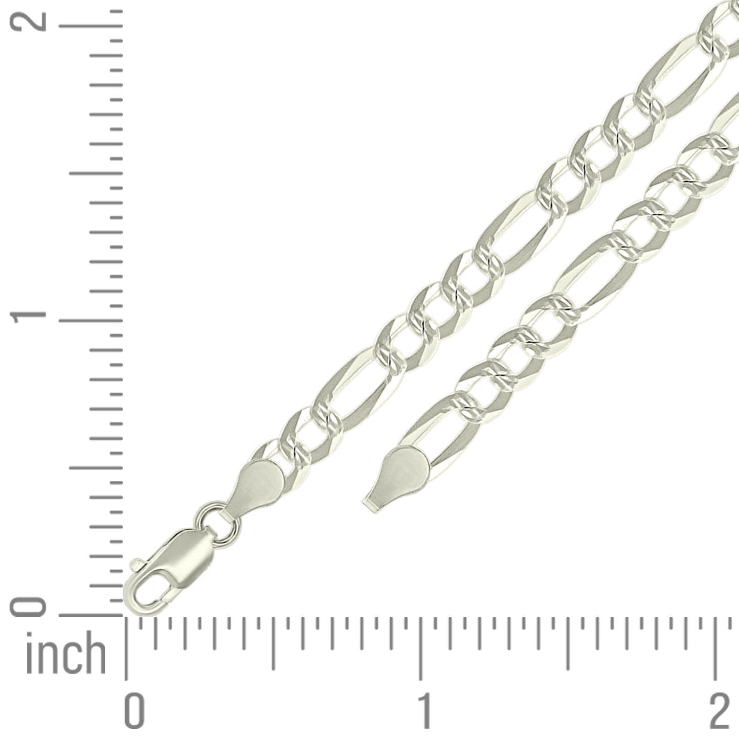 925 Silver Pave Super Flat Figaro Chain 5.7mm