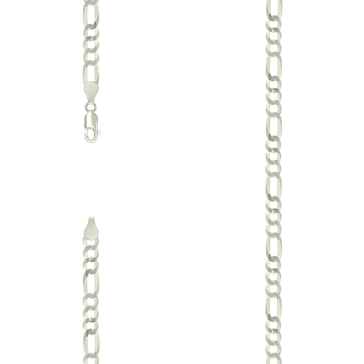 925 Silver Pave Super Flat Figaro Chain 5.7mm