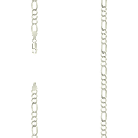 925 Silver Pave Super Flat Figaro Chain 5.7mm