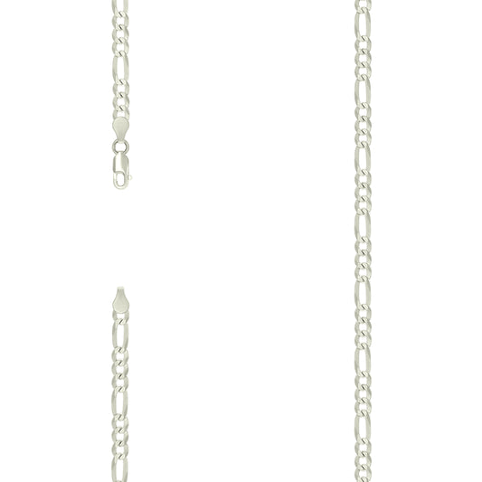 925 Silver Pave Super Flat Figaro Chain 4.5mm