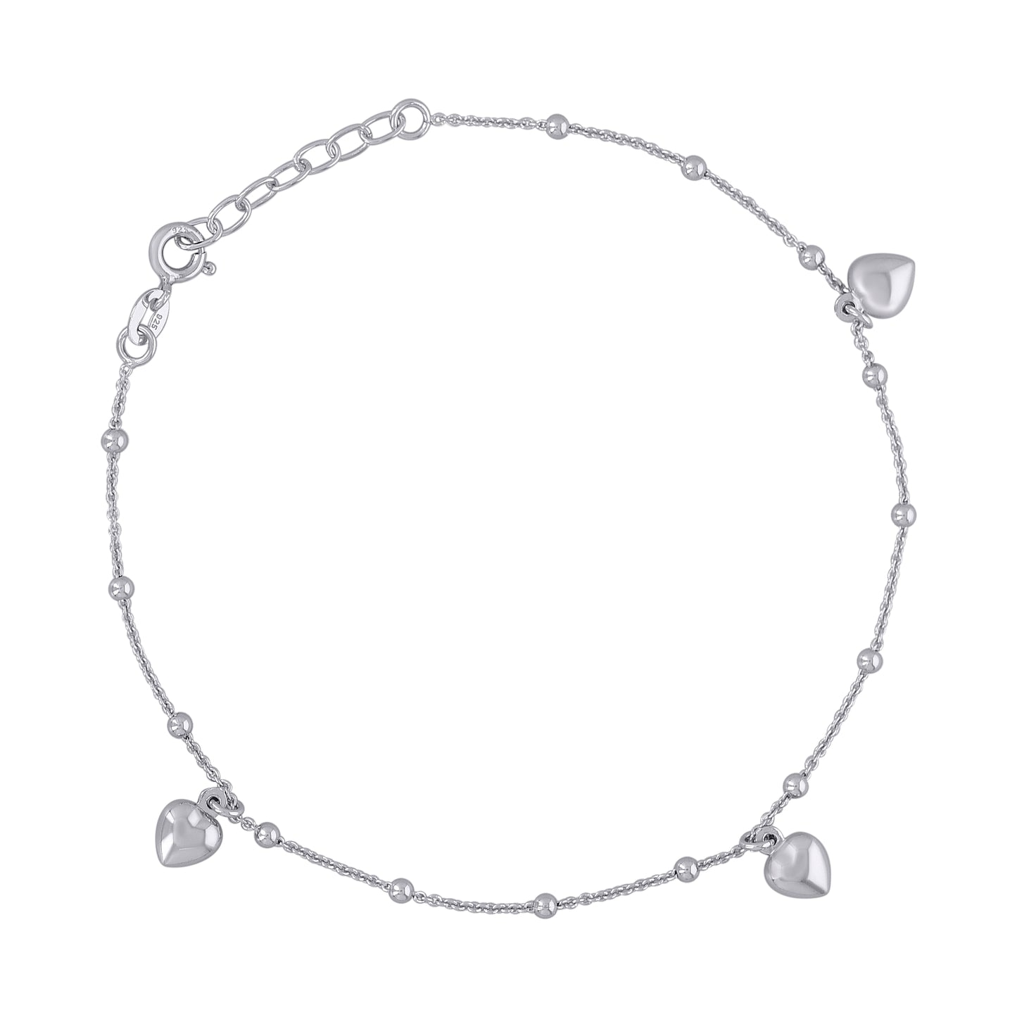 925 Sterling Silver Anklet 9"+1"