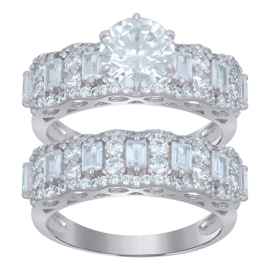 925 Sterling Silver Cz Duo Ring S6