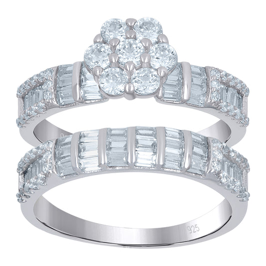 925 Sterling Silver Duo Cz Ring S6