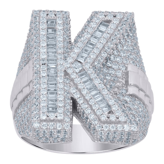 925 Sterling Silver Initial Ring"K"