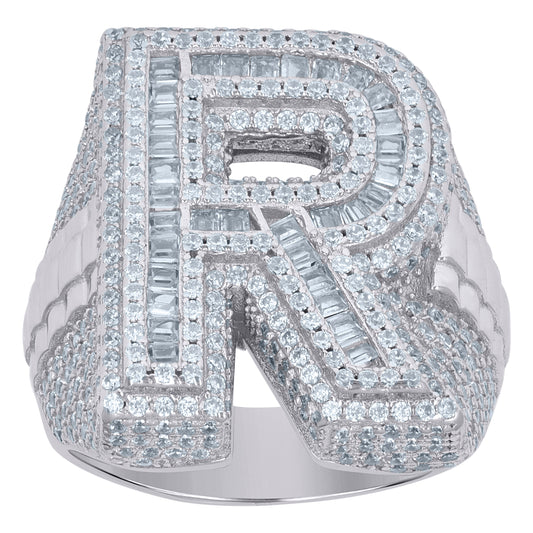 925 Sterling Silver Initial Ring"R"