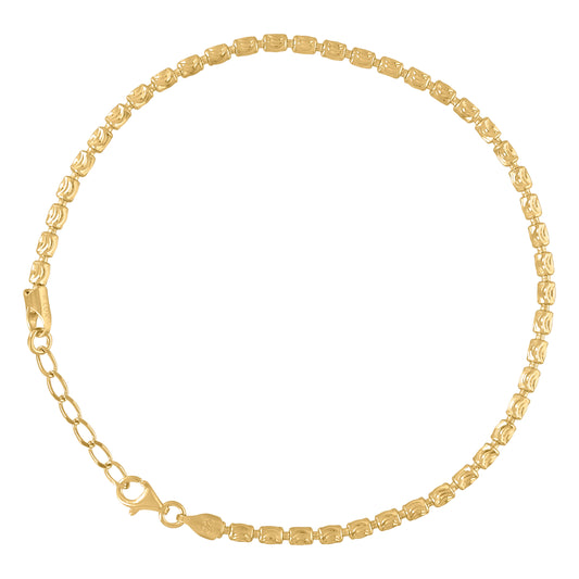 925 Silver Barrel Moon-Cut Yellow Plated 3mm-10"