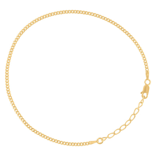 925 Silver Cuban Chain Yellow Plated 060-10"