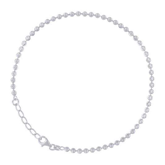 925 Sterling Silver Moon Cut Rhodium Chain 3mm-16