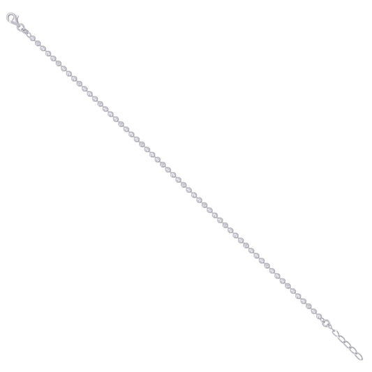 925 Sterling Silver Moon Cut Rhodium Chain 3mm-16