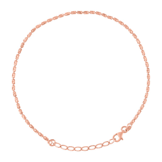 925 Sterling Silver Moon-Cut Barrel Chain Rose 2mm