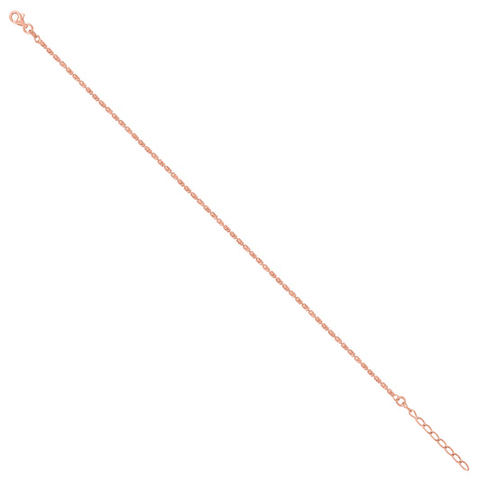 925 Sterling Silver Moon-Cut Barrel Chain Rose 2mm
