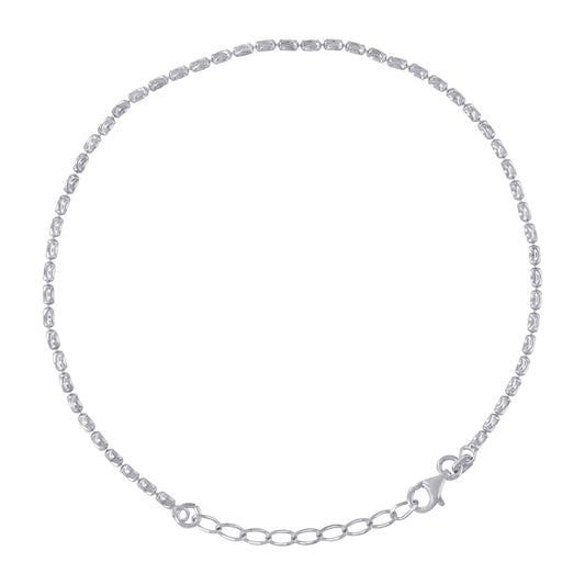 925 Sterling Silver Moon-Cut Barrel Chain Rhodium
