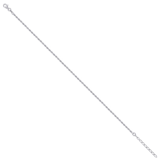 925 Sterling Silver Moon-Cut Barrel Chain Rhodium
